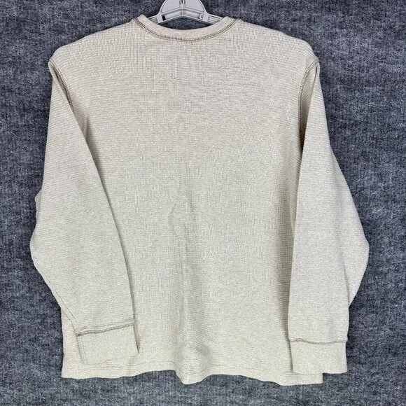 Northwest Men's T Shirt XLT, Beige, Thermal Waffle Knit, Long Sleeve Crewneck - Picture 7 of 9